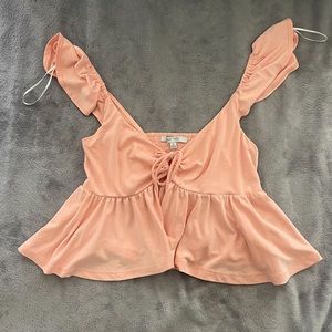pink off the shoulder flowy crop top size s